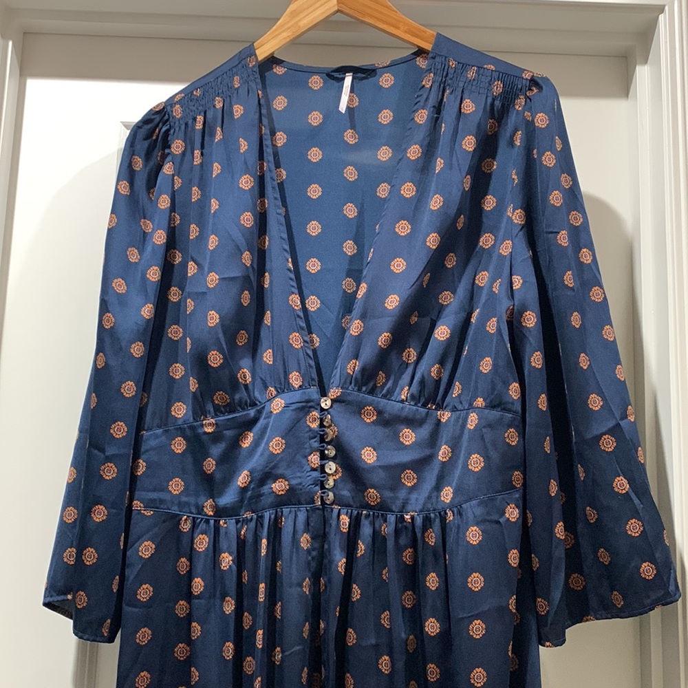 Free People maxi duster navy L EUC
